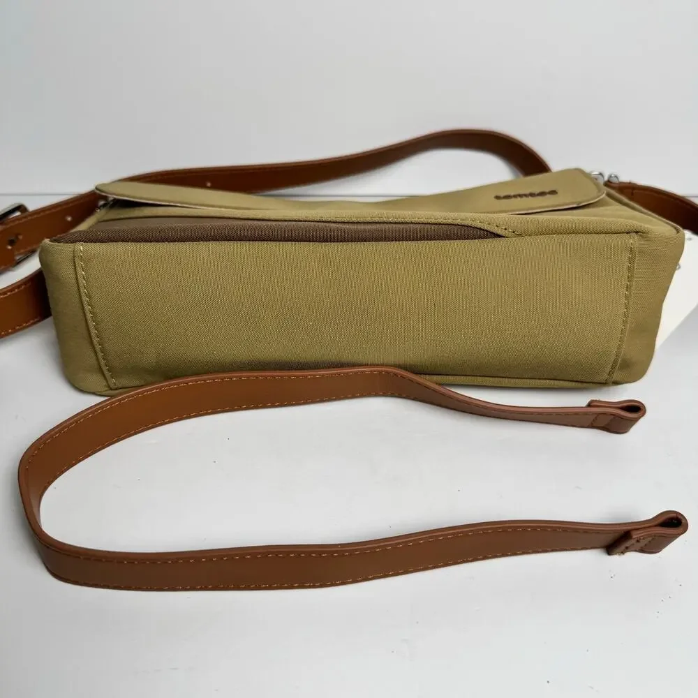 tomtoc Canvas Crossbody Shoulder Messenger Bag Khaki Brown Tablet Travel Case